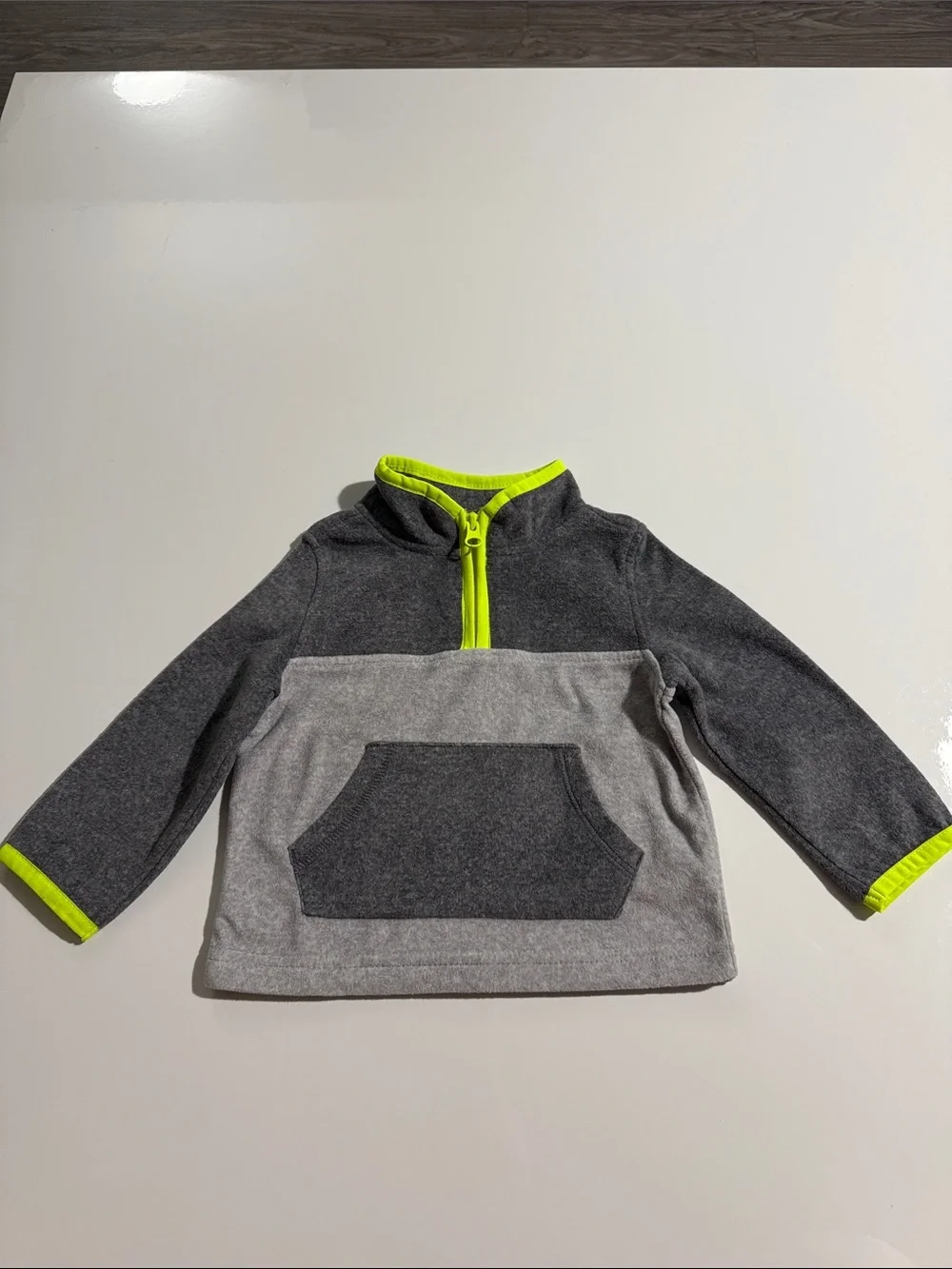 OshKosh B'gosh Gray Fleece Pullover with Neon Yellow Accents